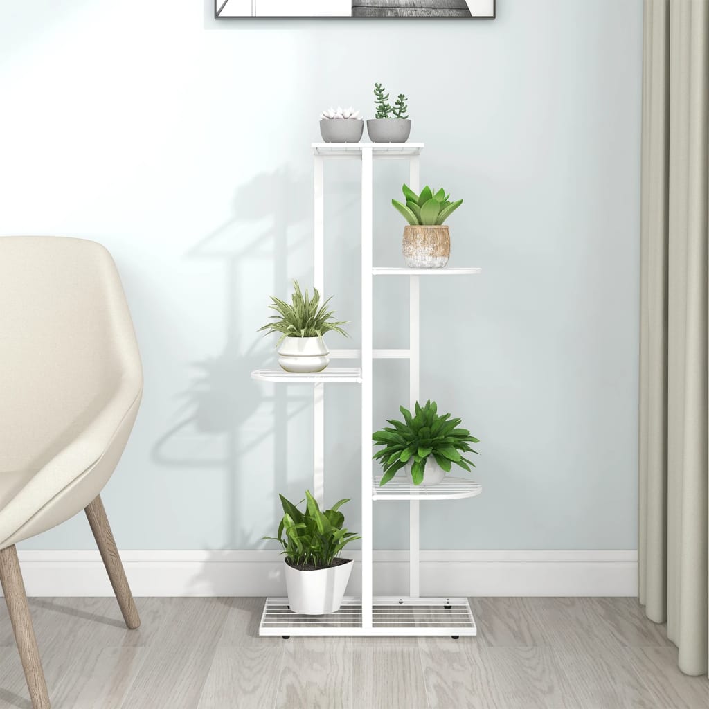 Bloemenstandaard met 5 lagen 43x22x98 cm metaal wit is nu te koop bij PeponiXL, paradijselijk wonen!