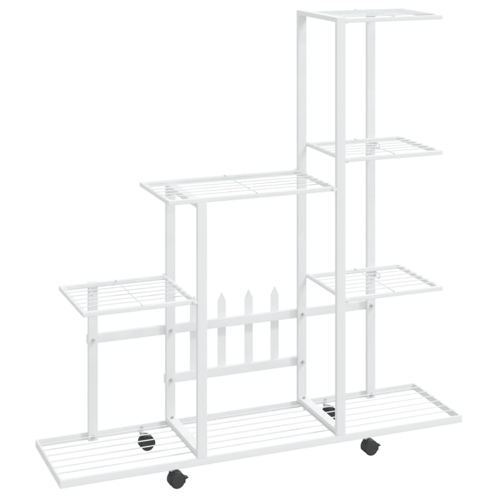 Bloemenstandaard met wielen 94,5x25x92,5 cm metaal wit is nu te koop bij PeponiXL, paradijselijk wonen!