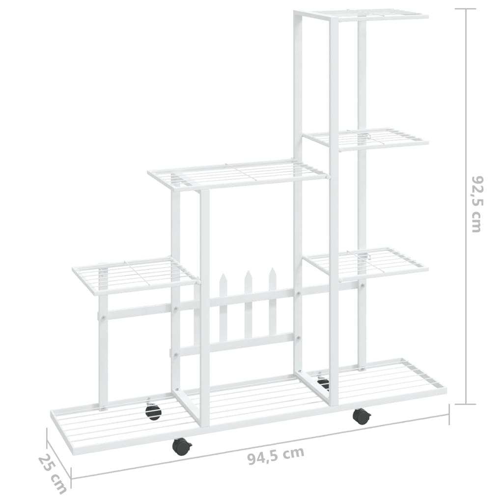 Bloemenstandaard met wielen 94,5x25x92,5 cm metaal wit is nu te koop bij PeponiXL, paradijselijk wonen!