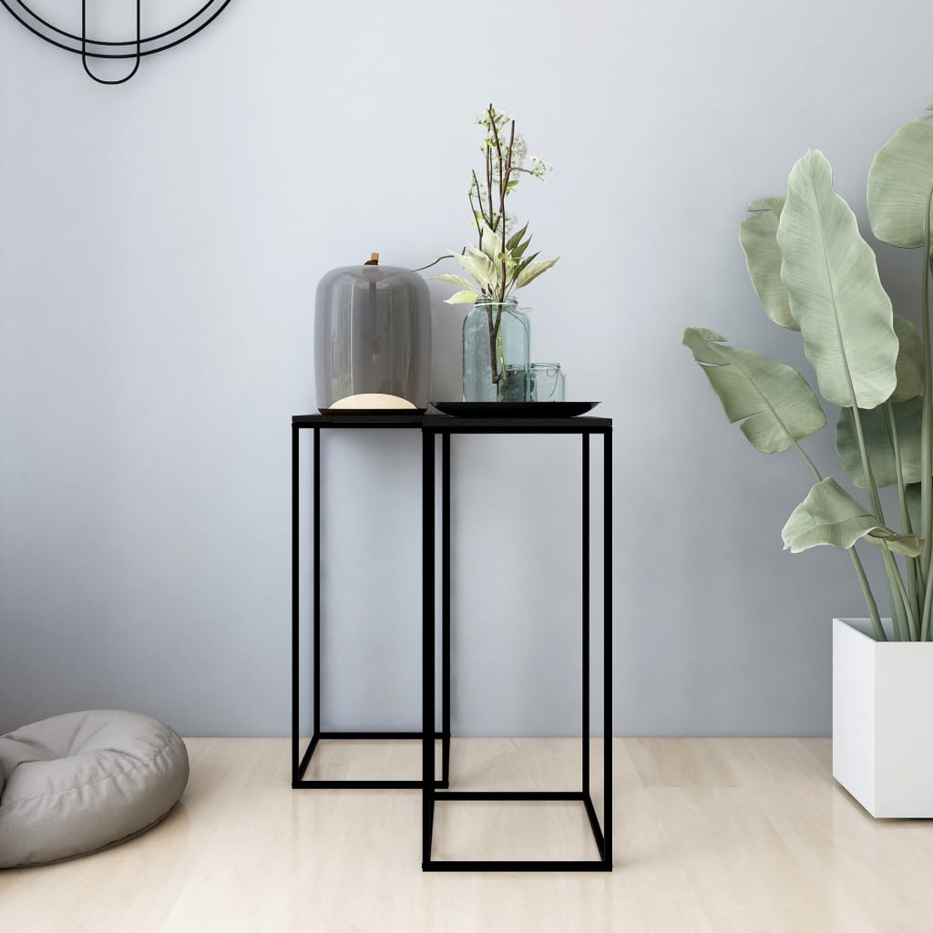 Bijzettafels 2 st staal zwart is nu te koop bij PeponiXL, paradijselijk wonen!
