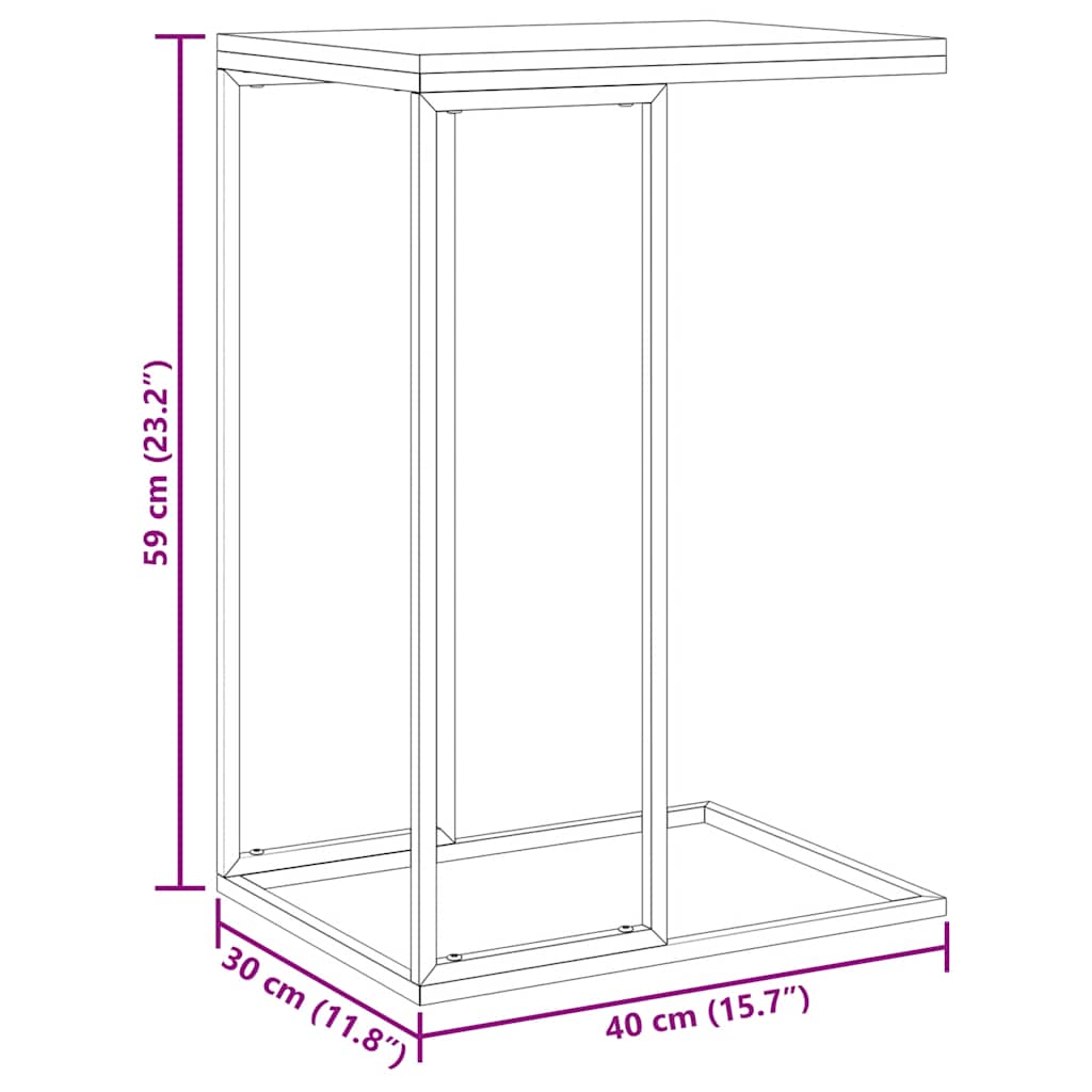 Bijzettafel 40x30x59 cm bewerkt hout zwart is nu te koop bij PeponiXL, paradijselijk wonen!