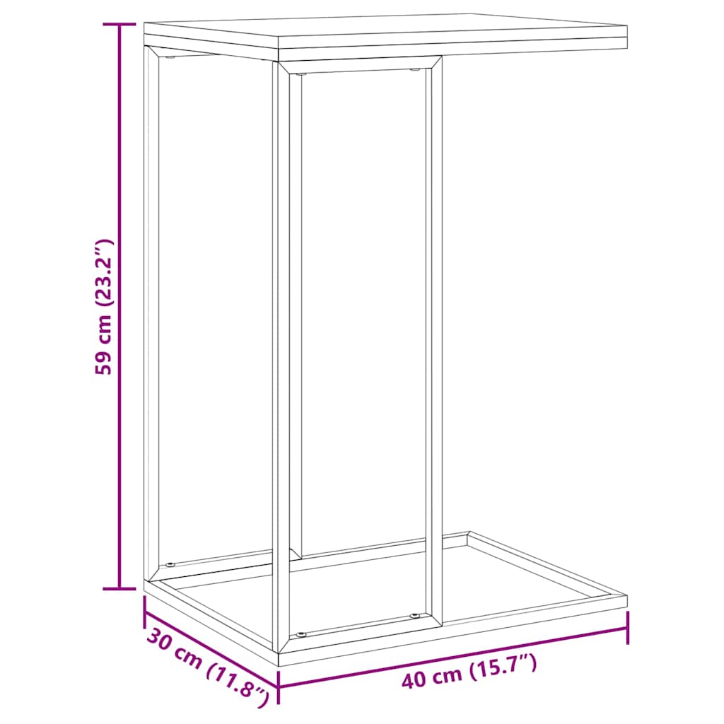 Bijzettafel 40x30x59 cm bewerkt hout zwart is nu te koop bij PeponiXL, paradijselijk wonen!