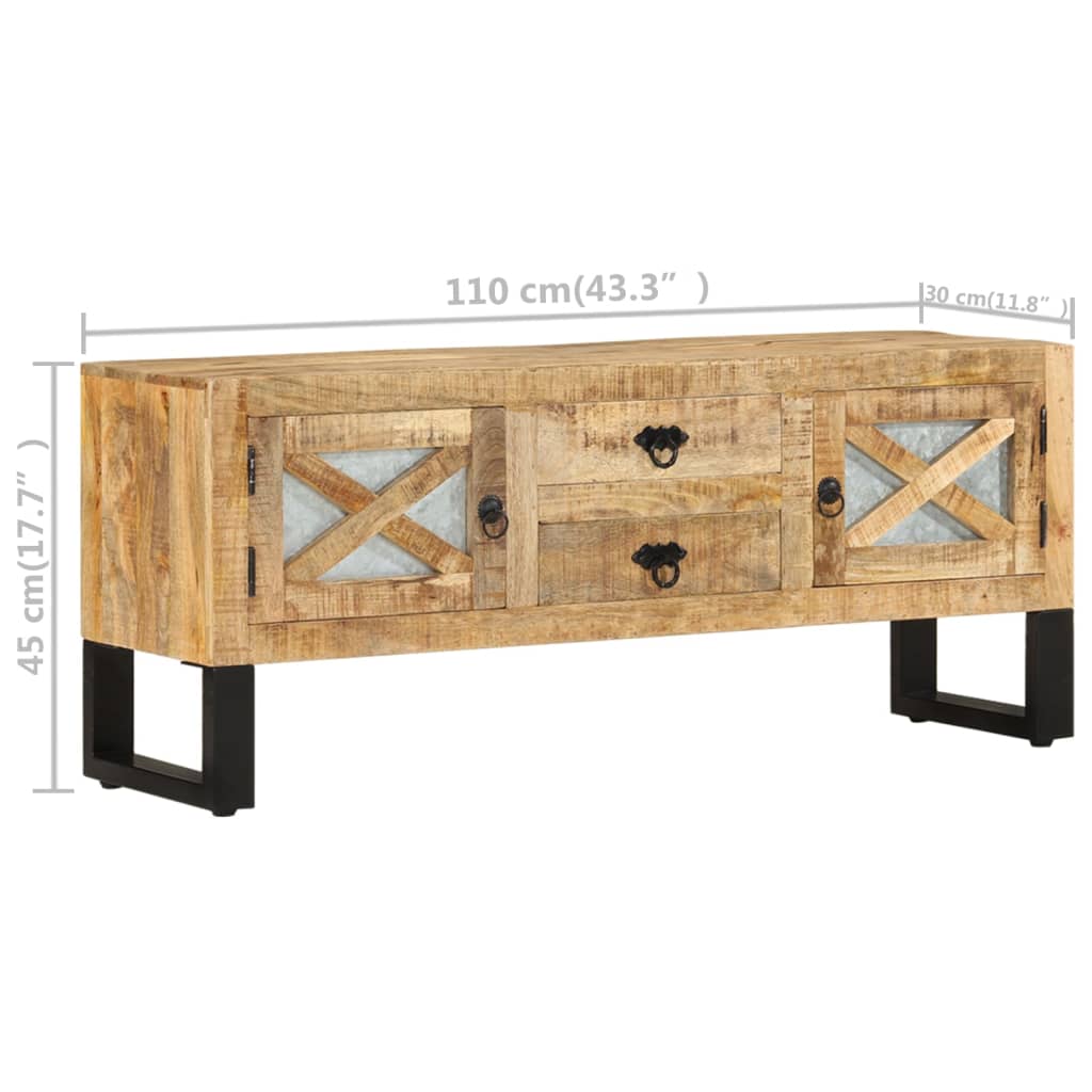 Tv-meubel 110x30x45 cm ruw mangohout is nu te koop bij PeponiXL, paradijselijk wonen!