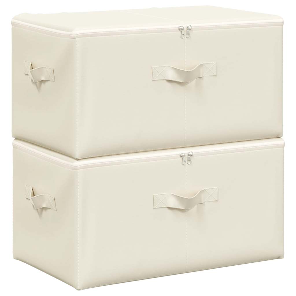 Opbergboxen 2 st 43x34x23 cm stof crèmekleurig is nu te koop bij PeponiXL, paradijselijk wonen!