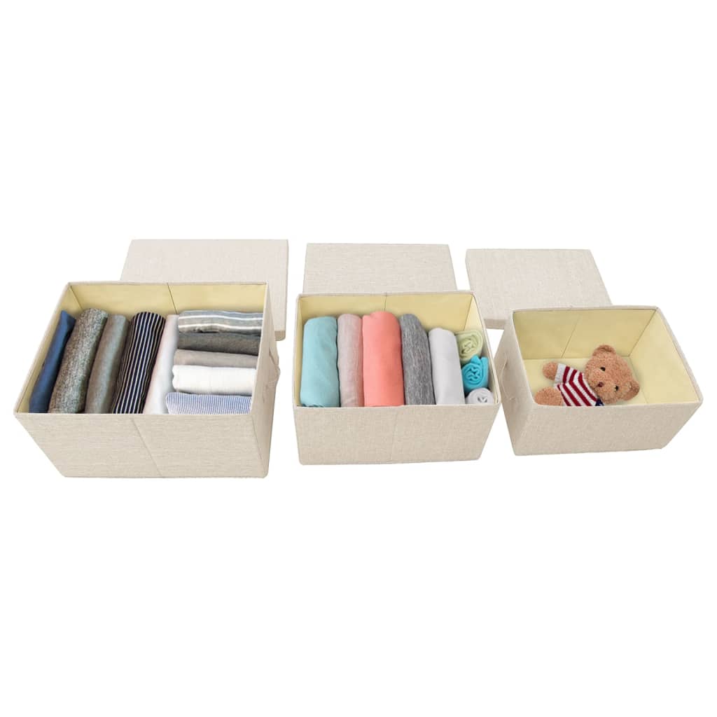 3-delige Opbergboxenset stapelbaar stof crèmekleurig is nu te koop bij PeponiXL, paradijselijk wonen!