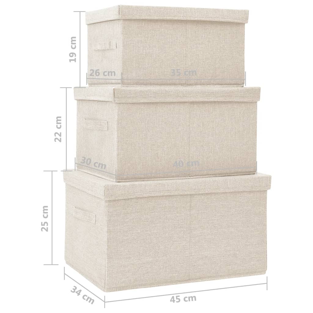 3-delige Opbergboxenset stapelbaar stof crèmekleurig is nu te koop bij PeponiXL, paradijselijk wonen!