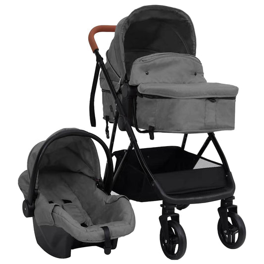 Kinderwagen 3-in-1 staal lichtgrijs en zwart is nu te koop bij PeponiXL, paradijselijk wonen!
