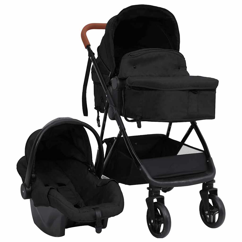 Kinderwagen 3-in-1 staal antracietkleurig en zwart is nu te koop bij PeponiXL, paradijselijk wonen!
