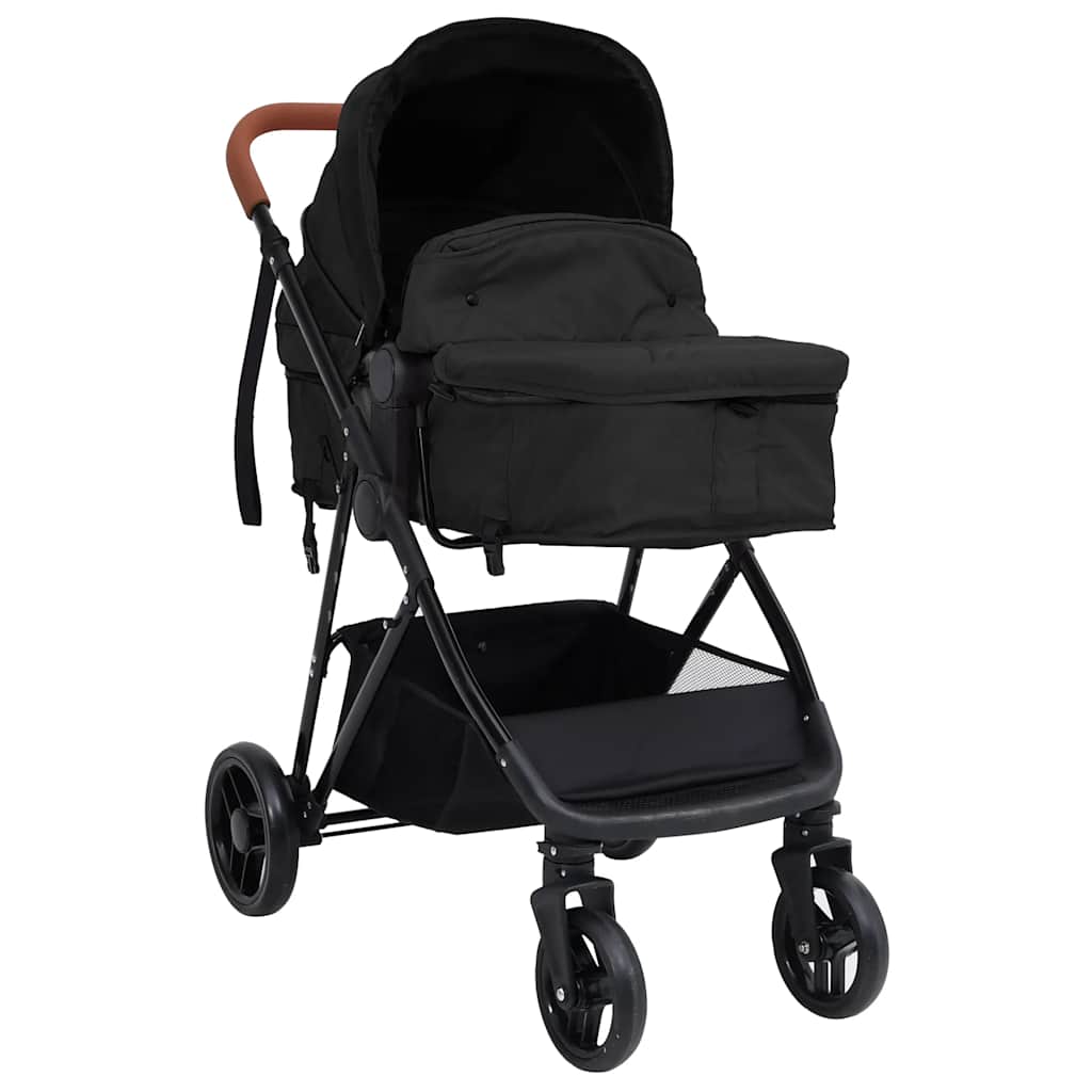 Kinderwagen 3-in-1 staal antracietkleurig en zwart is nu te koop bij PeponiXL, paradijselijk wonen!