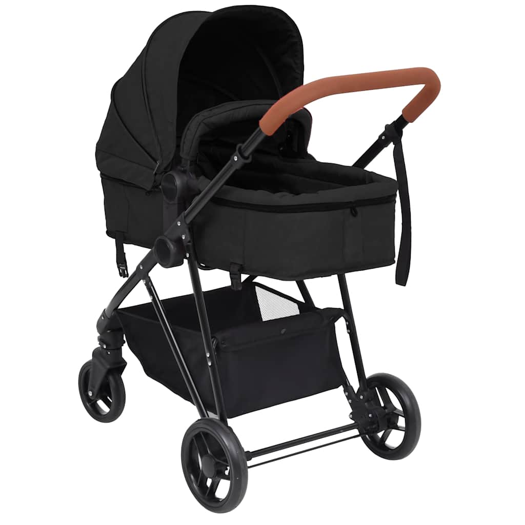 Kinderwagen 3-in-1 staal antracietkleurig en zwart is nu te koop bij PeponiXL, paradijselijk wonen!
