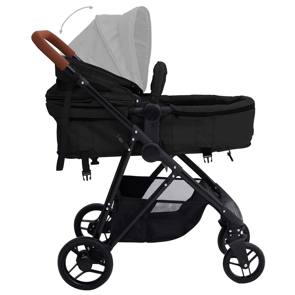 Kinderwagen 3-in-1 staal antracietkleurig en zwart is nu te koop bij PeponiXL, paradijselijk wonen!