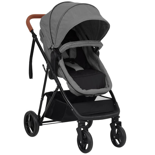 Kinderwagen 2-in-1 staal lichtgrijs en zwart is nu te koop bij PeponiXL, paradijselijk wonen!