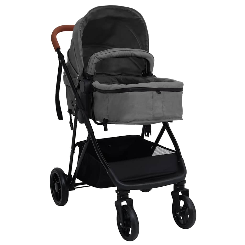 Kinderwagen 2-in-1 staal lichtgrijs en zwart is nu te koop bij PeponiXL, paradijselijk wonen!