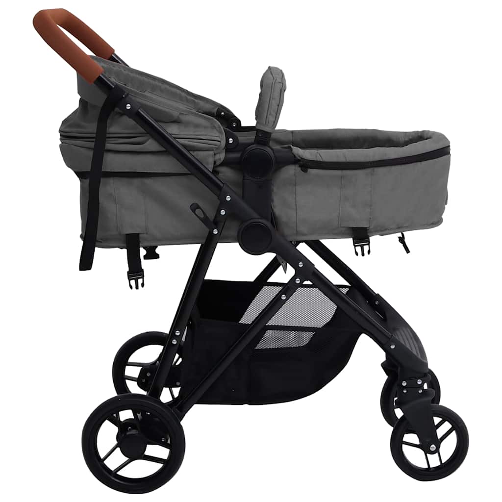 Kinderwagen 2-in-1 staal lichtgrijs en zwart is nu te koop bij PeponiXL, paradijselijk wonen!