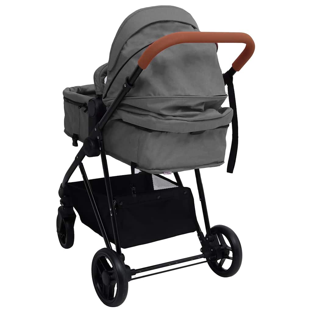 Kinderwagen 2-in-1 staal lichtgrijs en zwart is nu te koop bij PeponiXL, paradijselijk wonen!
