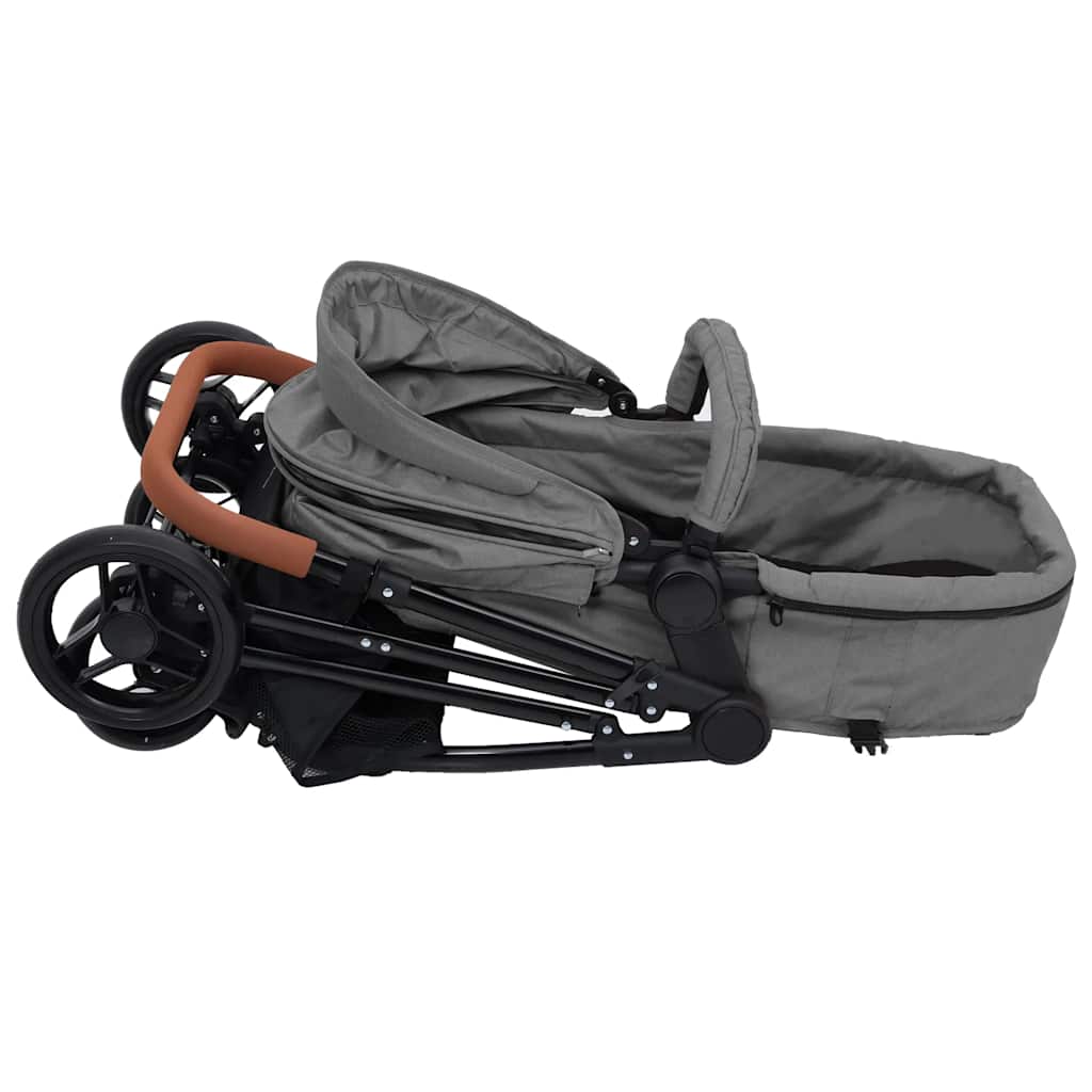Kinderwagen 2-in-1 staal lichtgrijs en zwart is nu te koop bij PeponiXL, paradijselijk wonen!