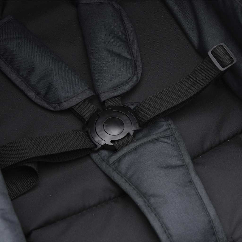 Kinderwagen 2-in-1 staal antracietkleurig en zwart is nu te koop bij PeponiXL, paradijselijk wonen!