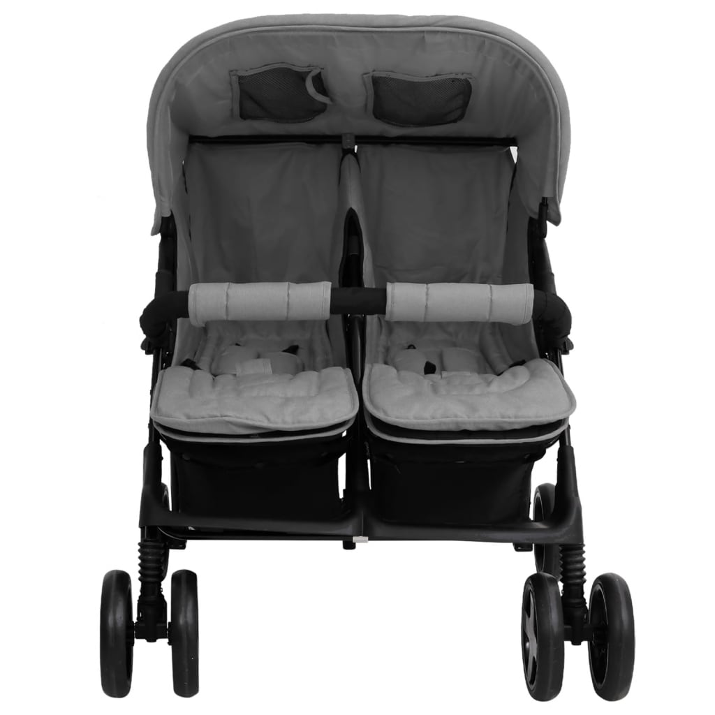 Tweelingkinderwagen staal lichtgrijs is nu te koop bij PeponiXL, paradijselijk wonen!