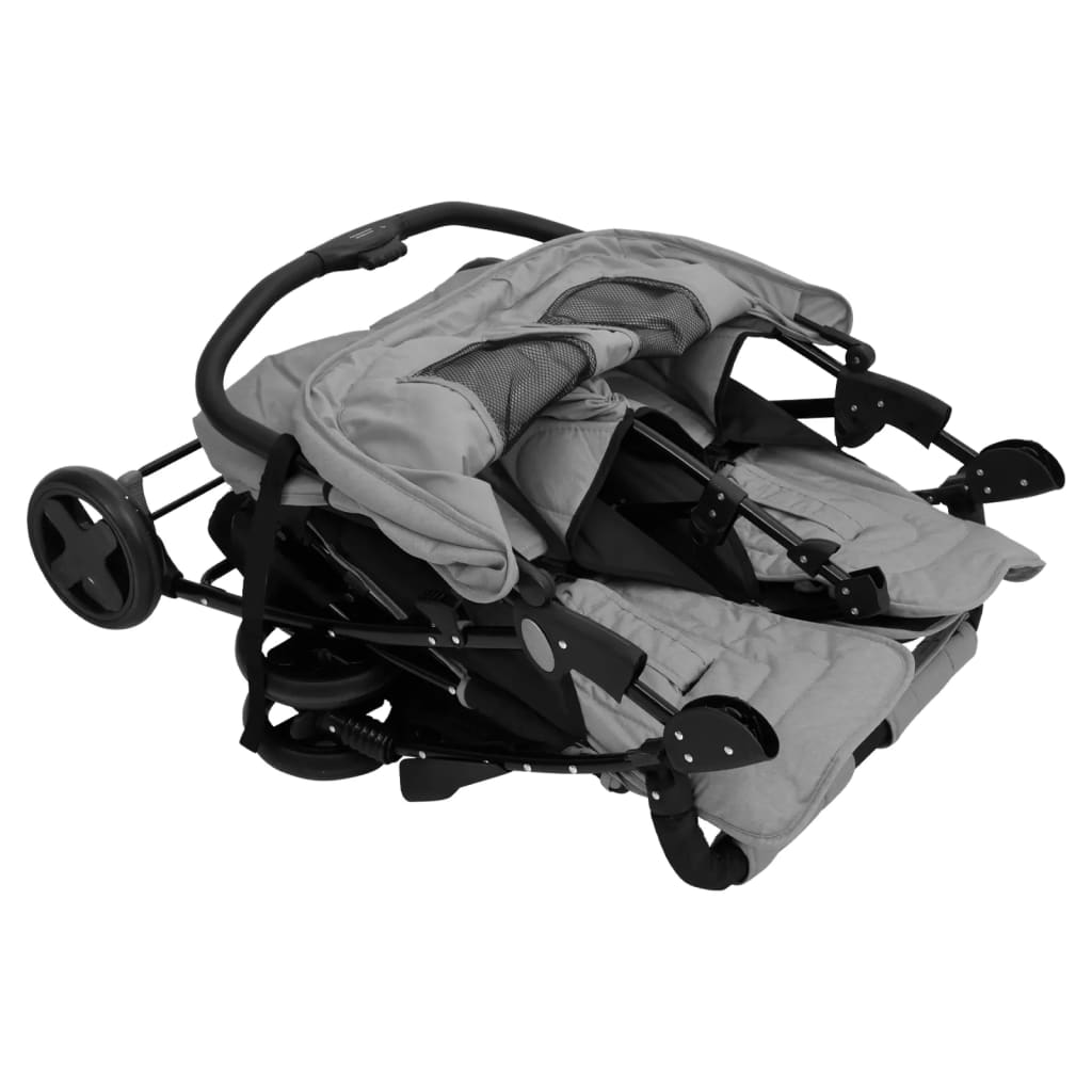 Tweelingkinderwagen staal lichtgrijs is nu te koop bij PeponiXL, paradijselijk wonen!