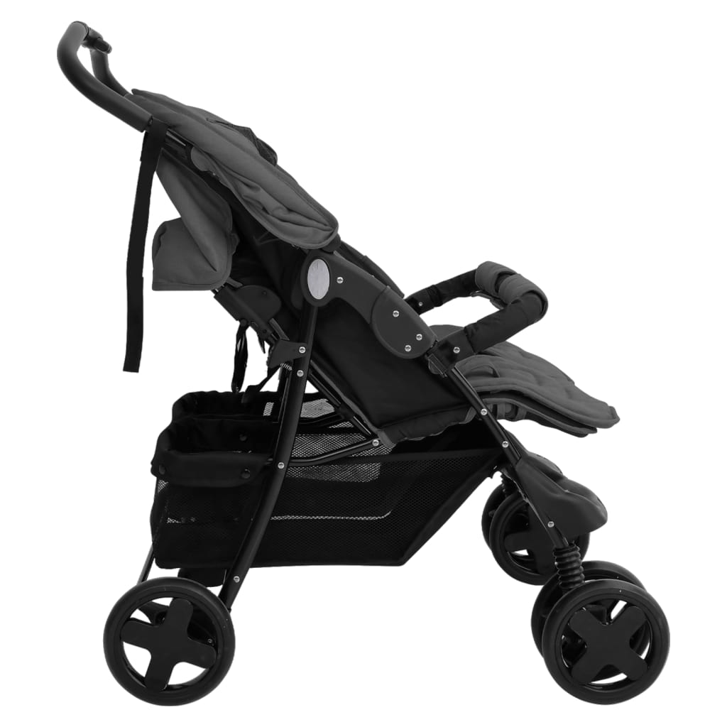 Tweelingkinderwagen staal donkergrijs is nu te koop bij PeponiXL, paradijselijk wonen!
