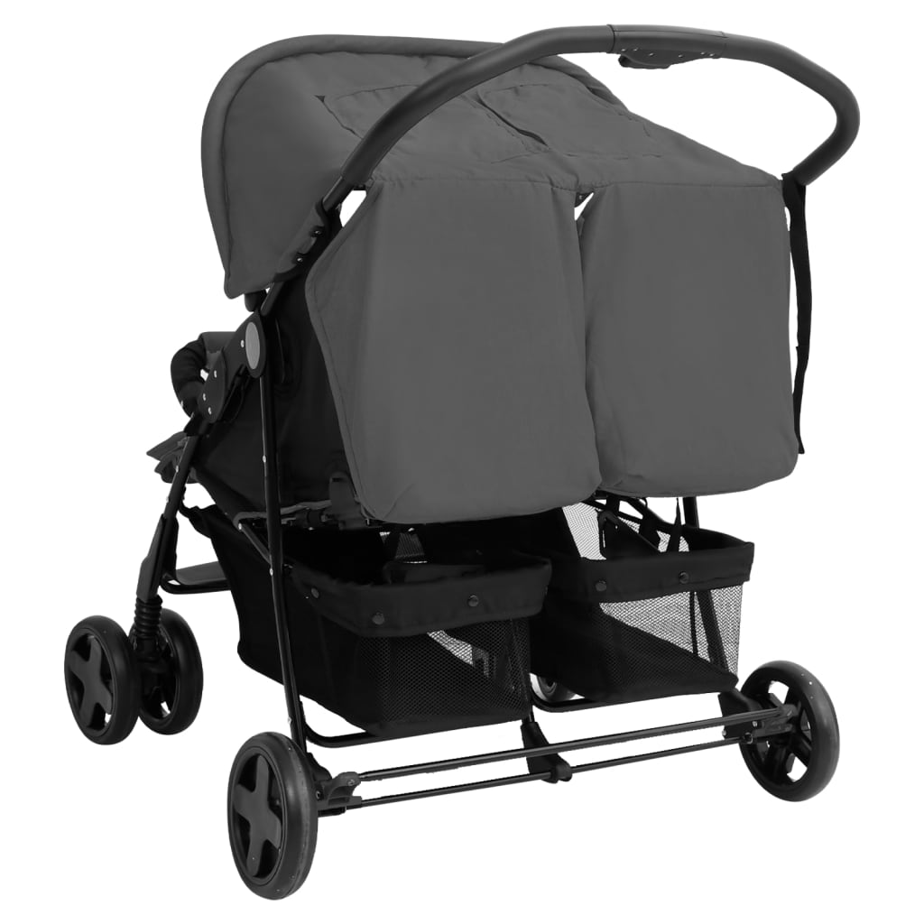 Tweelingkinderwagen staal donkergrijs is nu te koop bij PeponiXL, paradijselijk wonen!