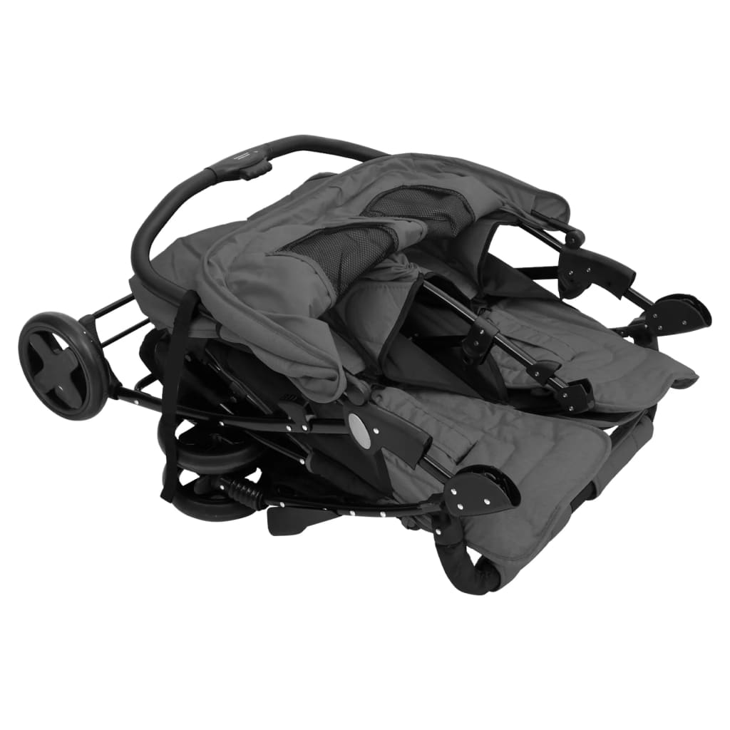 Tweelingkinderwagen staal donkergrijs is nu te koop bij PeponiXL, paradijselijk wonen!