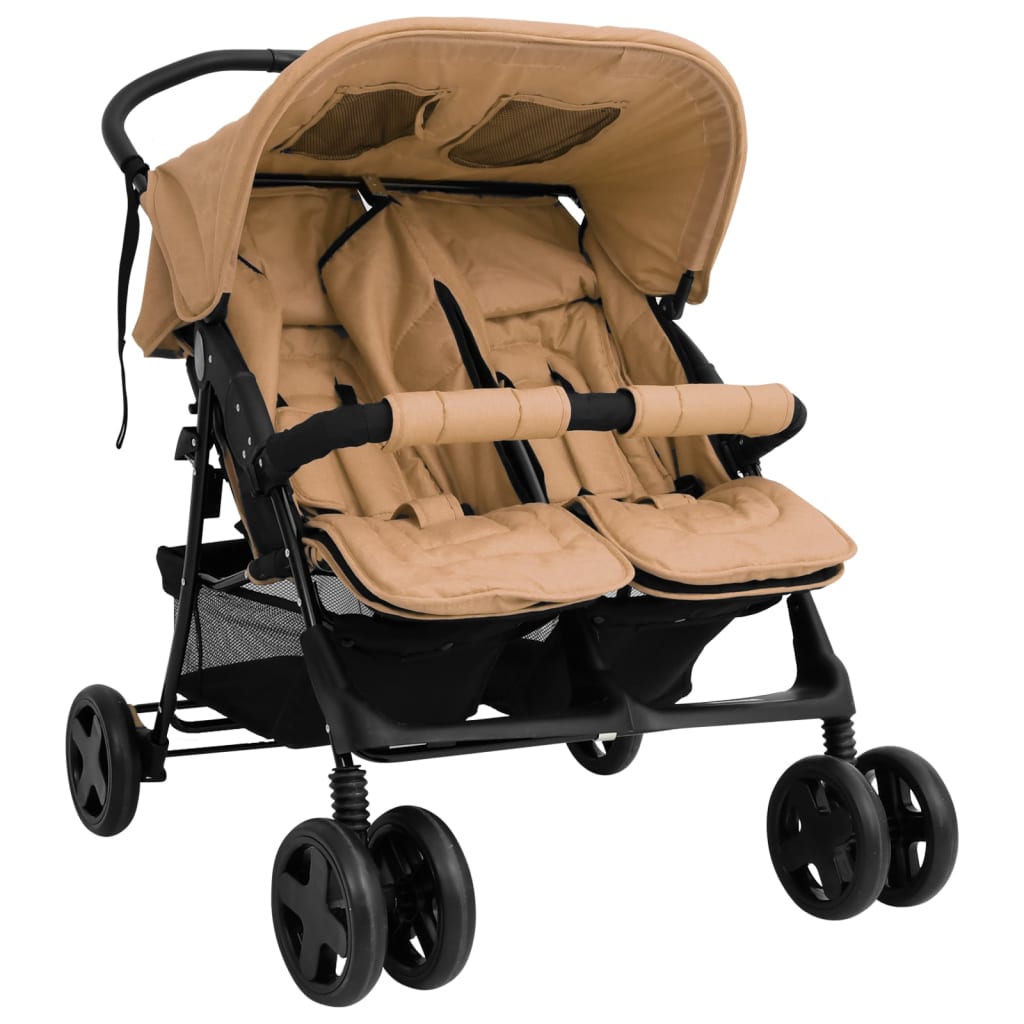 Tweelingkinderwagen staal taupe is nu te koop bij PeponiXL, paradijselijk wonen!