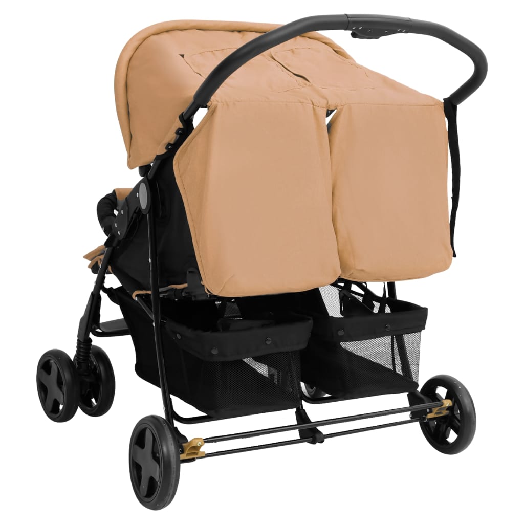 Tweelingkinderwagen staal taupe is nu te koop bij PeponiXL, paradijselijk wonen!