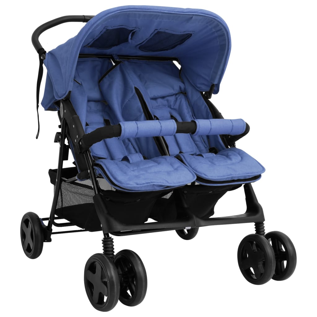 Tweelingkinderwagen staal marineblauw is nu te koop bij PeponiXL, paradijselijk wonen!