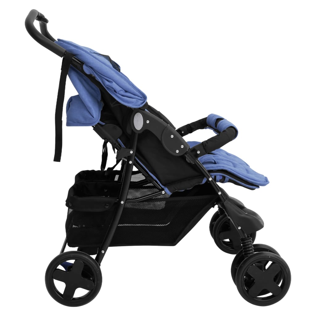 Tweelingkinderwagen staal marineblauw is nu te koop bij PeponiXL, paradijselijk wonen!