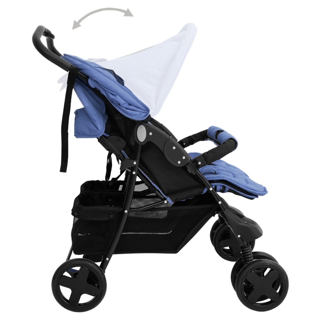 Tweelingkinderwagen staal marineblauw is nu te koop bij PeponiXL, paradijselijk wonen!
