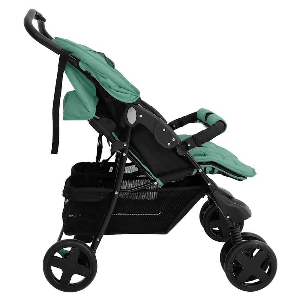 Tweelingkinderwagen staal groen is nu te koop bij PeponiXL, paradijselijk wonen!