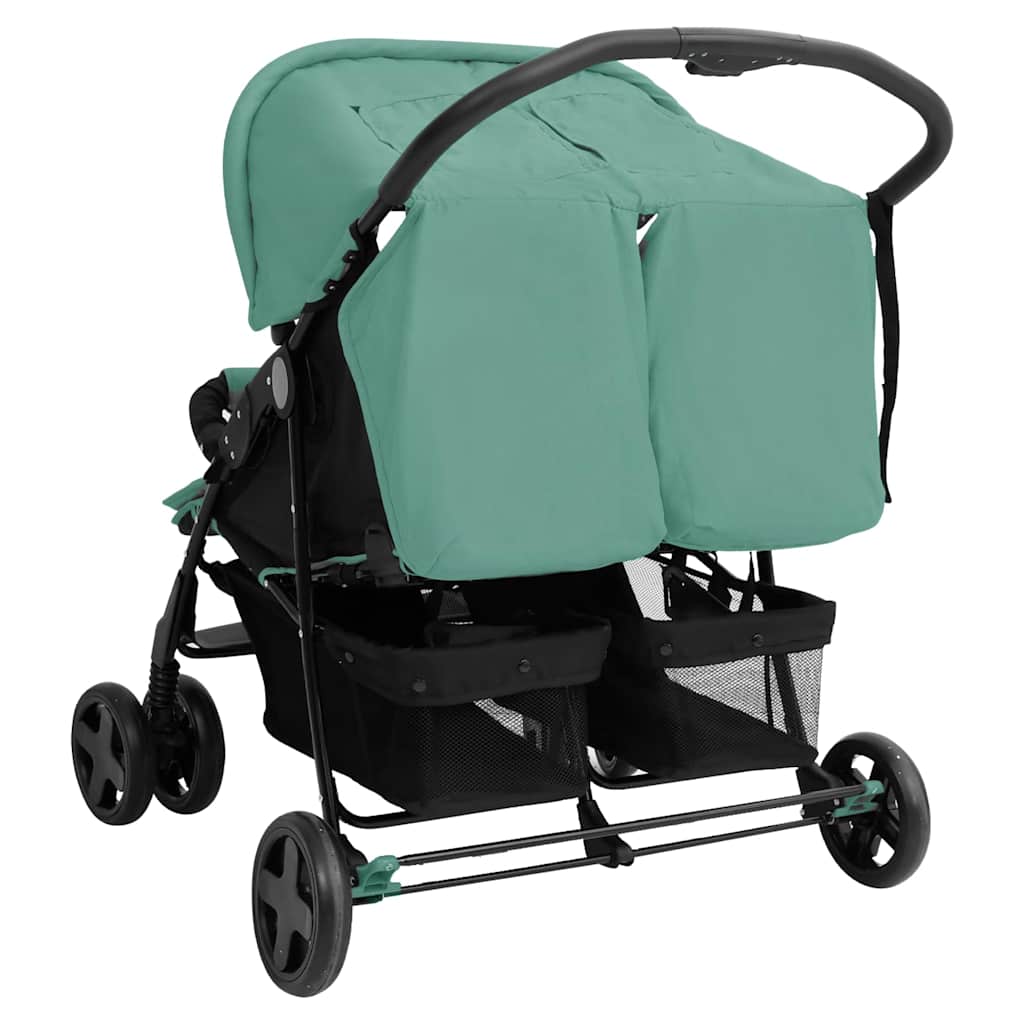 Tweelingkinderwagen staal groen is nu te koop bij PeponiXL, paradijselijk wonen!