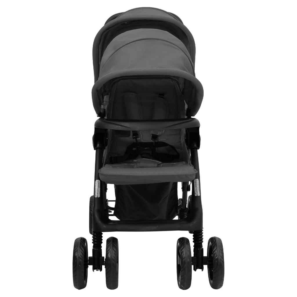 Tweelingkinderwagen tandem staal donkergrijs is nu te koop bij PeponiXL, paradijselijk wonen!
