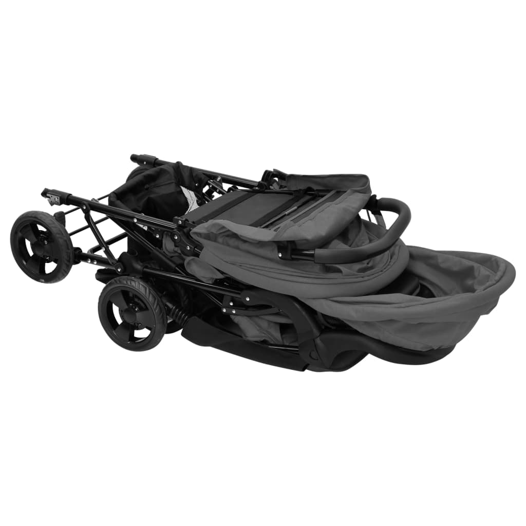 Tweelingkinderwagen tandem staal donkergrijs is nu te koop bij PeponiXL, paradijselijk wonen!