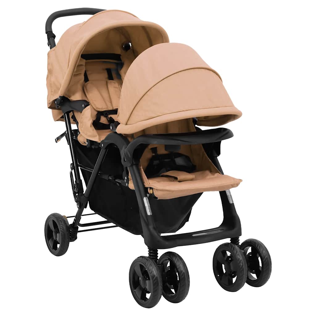 Tweelingkinderwagen tandem staal taupe is nu te koop bij PeponiXL, paradijselijk wonen!