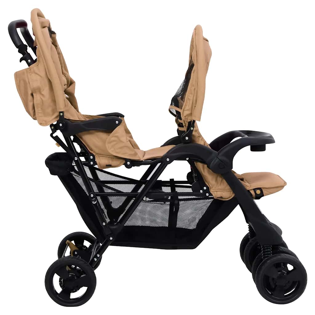Tweelingkinderwagen tandem staal taupe is nu te koop bij PeponiXL, paradijselijk wonen!