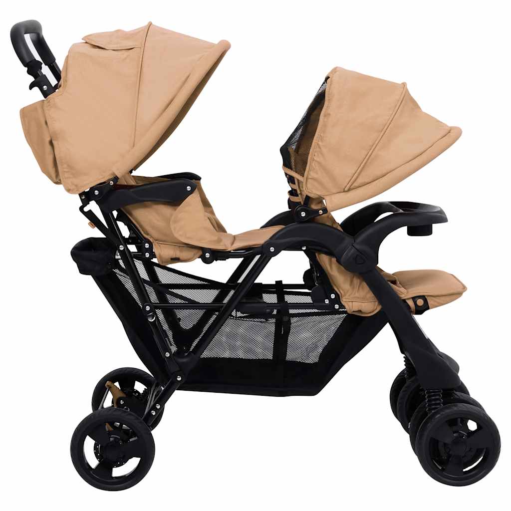 Tweelingkinderwagen tandem staal taupe is nu te koop bij PeponiXL, paradijselijk wonen!