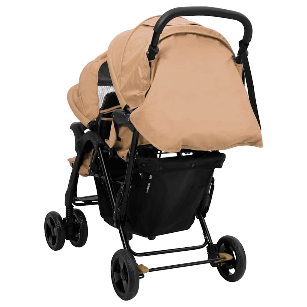 Tweelingkinderwagen tandem staal taupe is nu te koop bij PeponiXL, paradijselijk wonen!