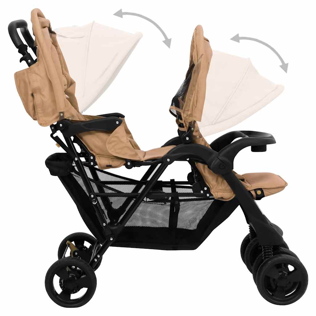 Tweelingkinderwagen tandem staal taupe is nu te koop bij PeponiXL, paradijselijk wonen!