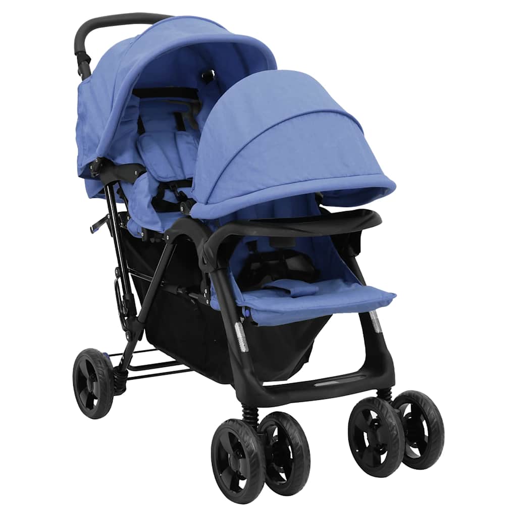 Tweelingkinderwagen tandem staal marineblauw is nu te koop bij PeponiXL, paradijselijk wonen!