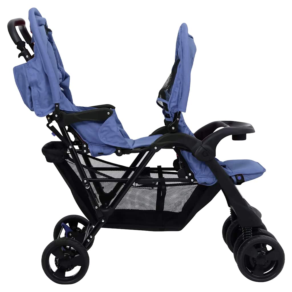 Tweelingkinderwagen tandem staal marineblauw is nu te koop bij PeponiXL, paradijselijk wonen!