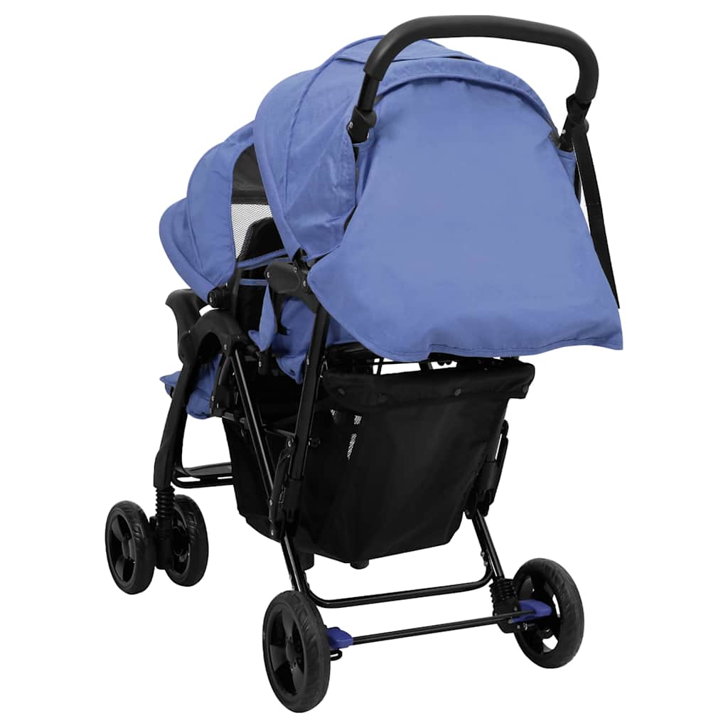 Tweelingkinderwagen tandem staal marineblauw is nu te koop bij PeponiXL, paradijselijk wonen!