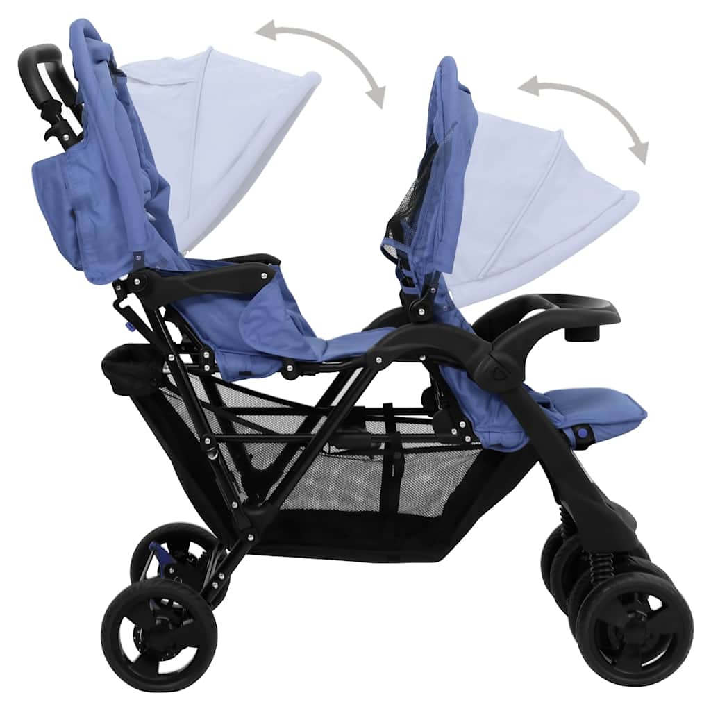 Tweelingkinderwagen tandem staal marineblauw is nu te koop bij PeponiXL, paradijselijk wonen!