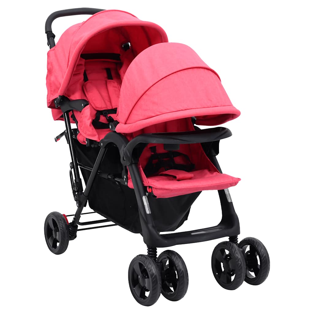 Tweelingkinderwagen tandem staal rood is nu te koop bij PeponiXL, paradijselijk wonen!