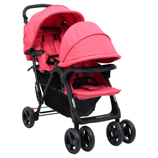 Tweelingkinderwagen tandem staal rood is nu te koop bij PeponiXL, paradijselijk wonen!