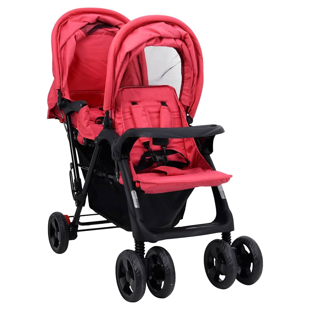 Tweelingkinderwagen tandem staal rood is nu te koop bij PeponiXL, paradijselijk wonen!