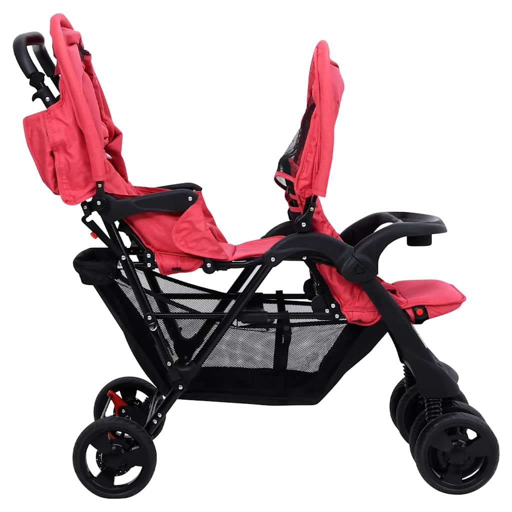 Tweelingkinderwagen tandem staal rood is nu te koop bij PeponiXL, paradijselijk wonen!