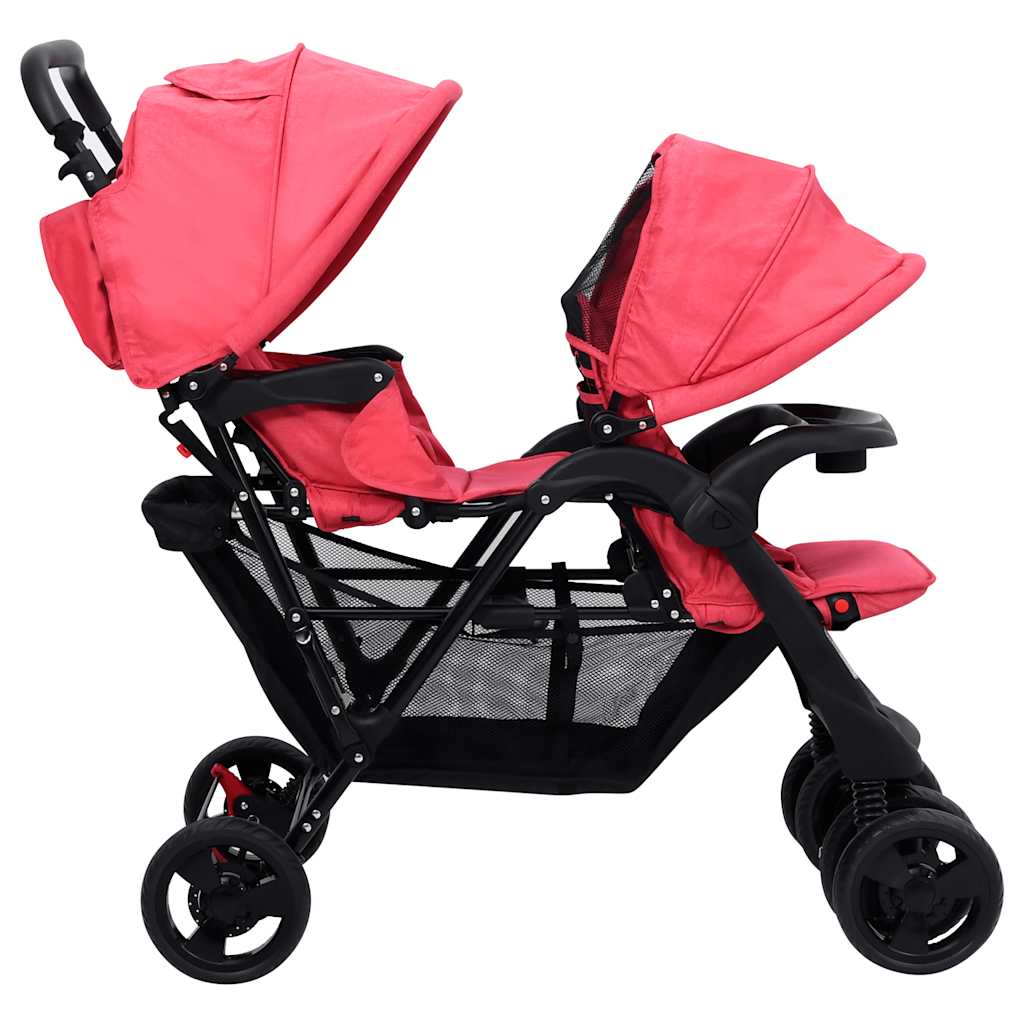 Tweelingkinderwagen tandem staal rood is nu te koop bij PeponiXL, paradijselijk wonen!