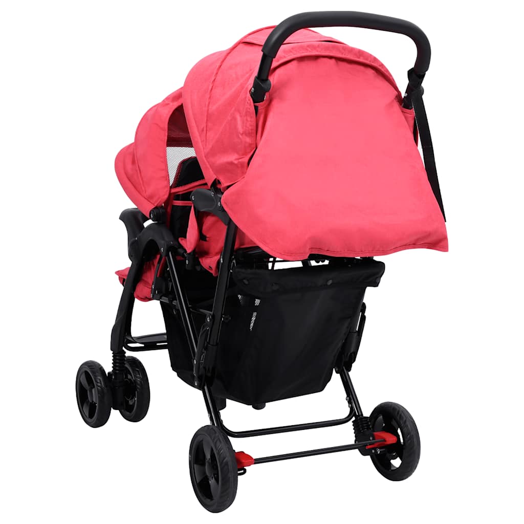 Tweelingkinderwagen tandem staal rood is nu te koop bij PeponiXL, paradijselijk wonen!